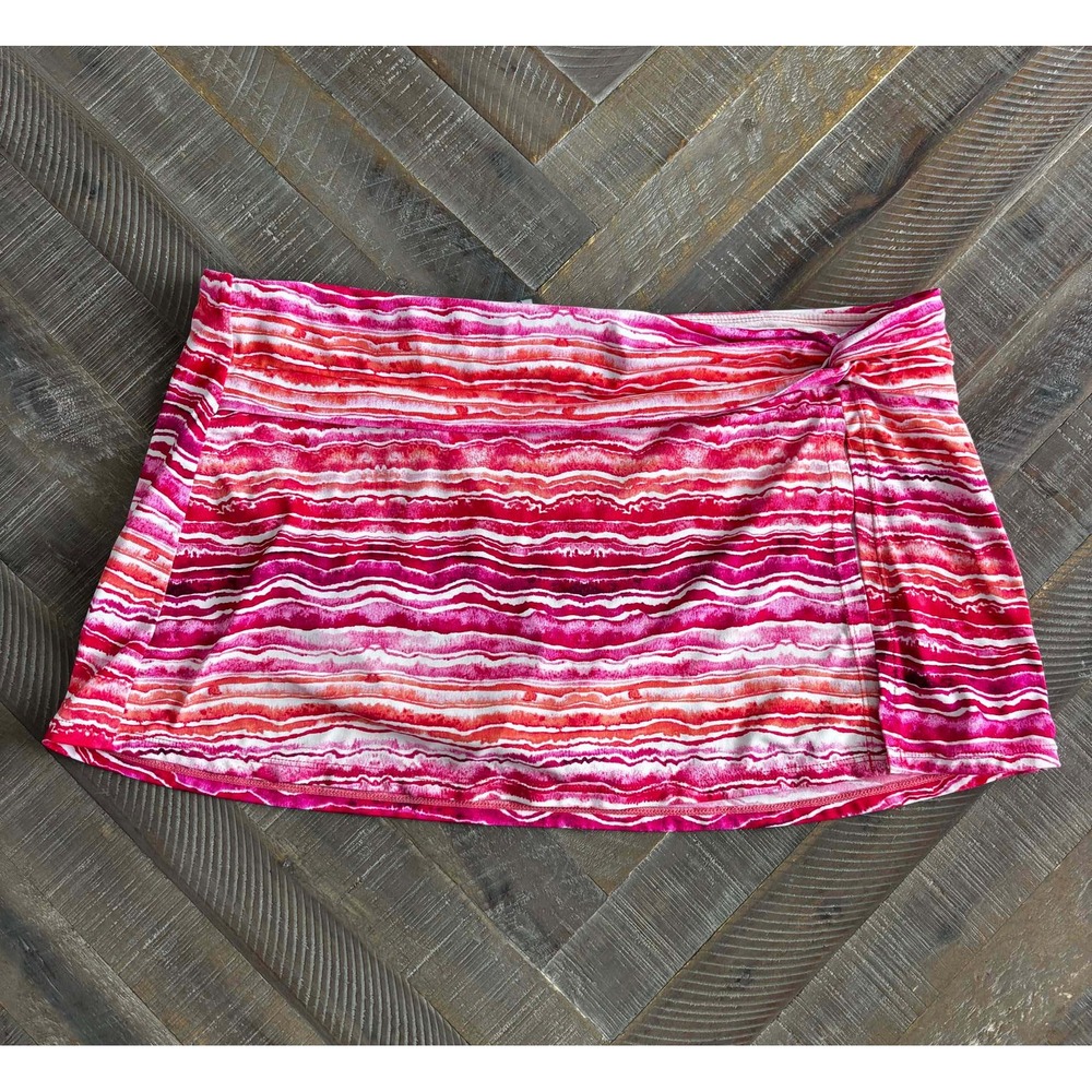 Tommy Bahama Pink Orange Stripe Swim Skirt Brief Bottoms SS200219 Womens Large